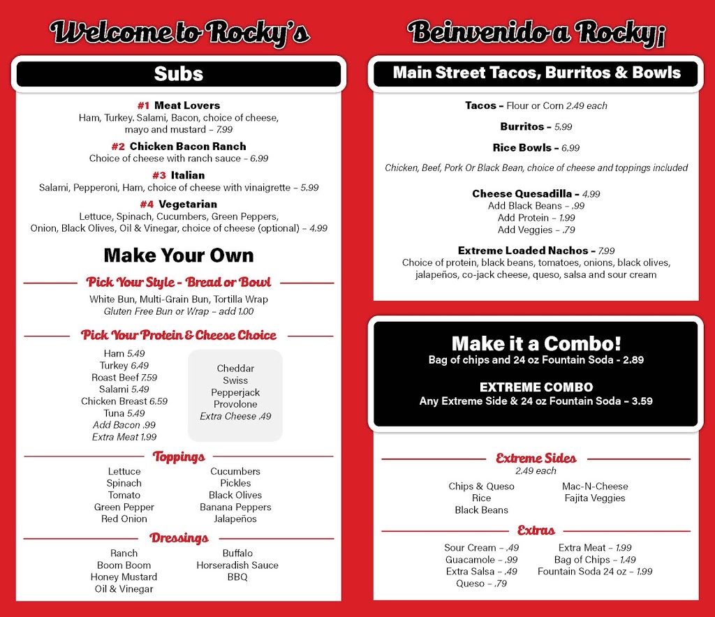 Rockys Tacos & Subs | restaurant | 424 N Main St, Oshkosh, WI 54901, USA | 9204797000 OR +1 920-479-7000