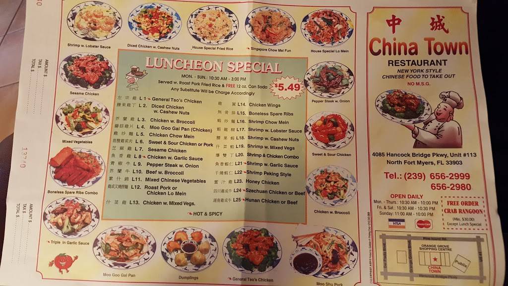 Chinatown Restaurant | restaurant | 4085 Hancock Bridge Pkwy #113, North Fort Myers, FL 33903, USA | 2396562999 OR +1 239-656-2999