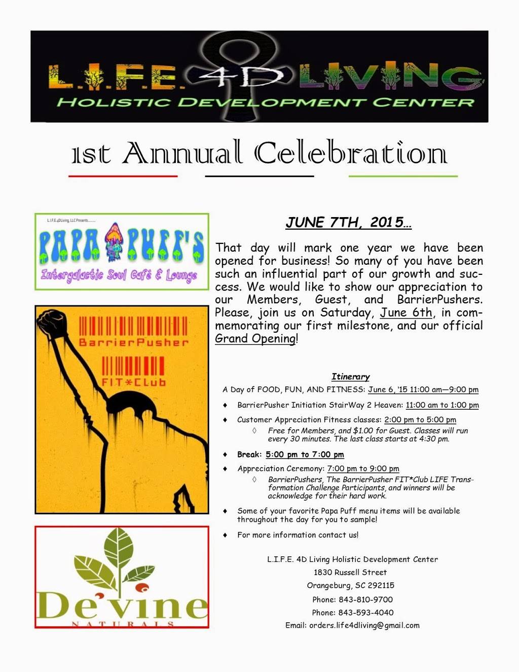 LIFE 4D Living Holistic Development Center | restaurant | 1830 Russell St, Orangeburg, SC 29115, USA | 8438109700 OR +1 843-810-9700