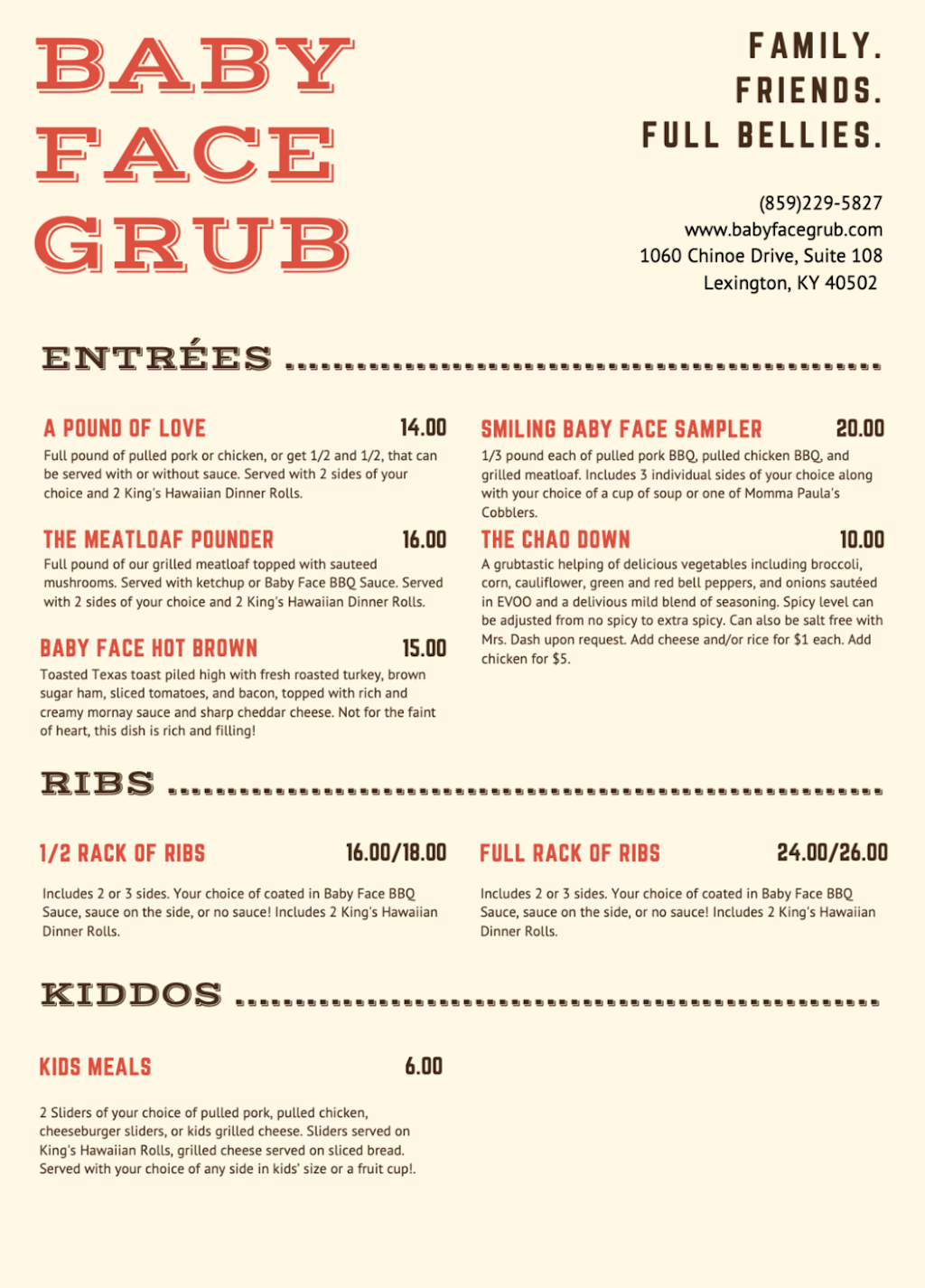 Baby Face Grub | restaurant | 1060 Chinoe Rd #108, Lexington, KY 40502, USA | 8592295827 OR +1 859-229-5827