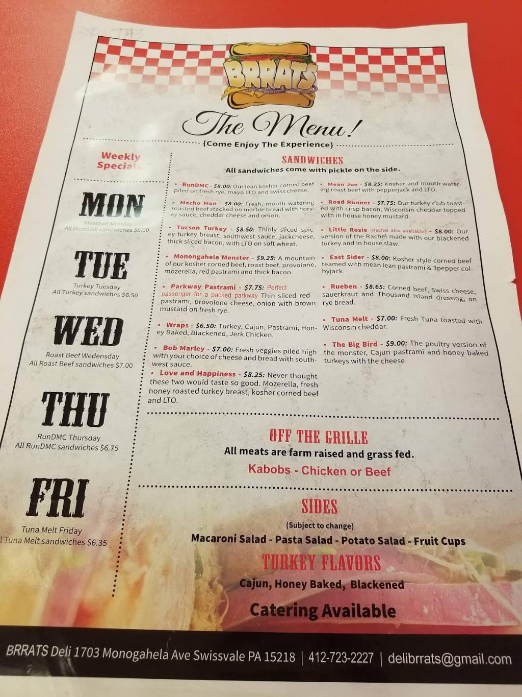 Brrats Deli | restaurant | 1703 Monongahela Ave, Pittsburgh, PA 15218, USA | 4127232227 OR +1 412-723-2227