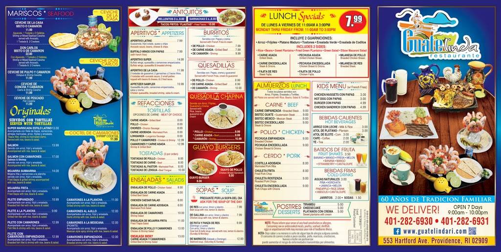 Guatelinda | restaurant | 553 Hartford Ave, Providence, RI 02909, USA | 4012826930 OR +1 401-282-6930