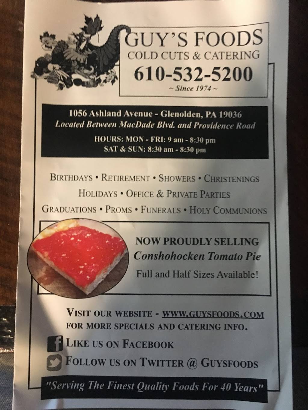 Guys Foods | restaurant | 1056 W Ashland Ave, Glenolden, PA 19036, USA | 6105325200 OR +1 610-532-5200