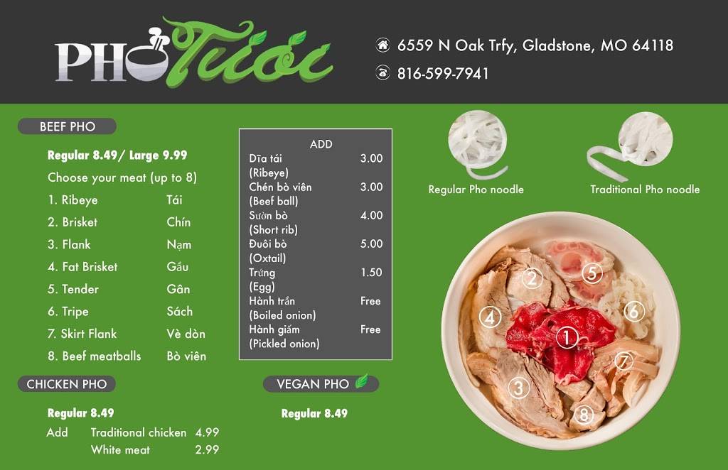 Pho Tuoi | restaurant | 6559 N Oak Trafficway, Gladstone, MO 64118, USA | 8165997941 OR +1 816-599-7941