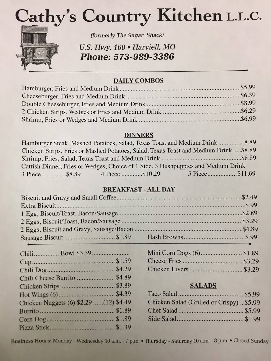 Cathy’s Country Kitchen | restaurant | U.S Hwy. 160 box 111, Neelyville, MO 63954, USA | 5739893386 OR +1 573-989-3386