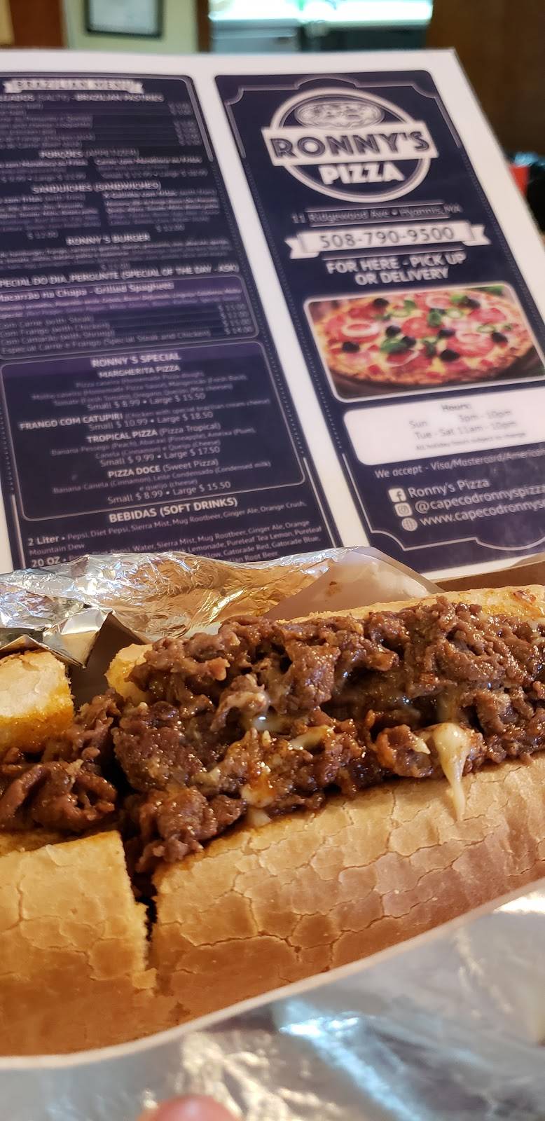 Ronnys Pizza | restaurant | 11 Ridgewood Ave, Hyannis, MA 02601, USA | 5087909500 OR +1 508-790-9500