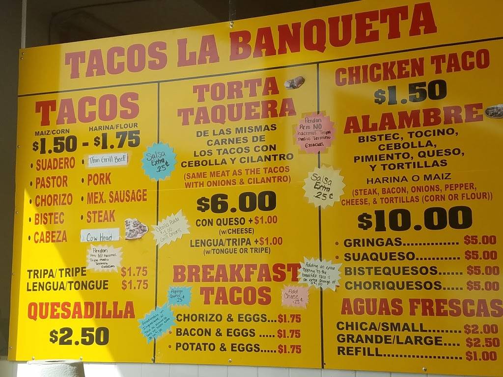 Tacos La Banqueta | restaurant | 2007 Southeast Pkwy, Arlington, TX 76018, USA | 6822761577 OR +1 682-276-1577