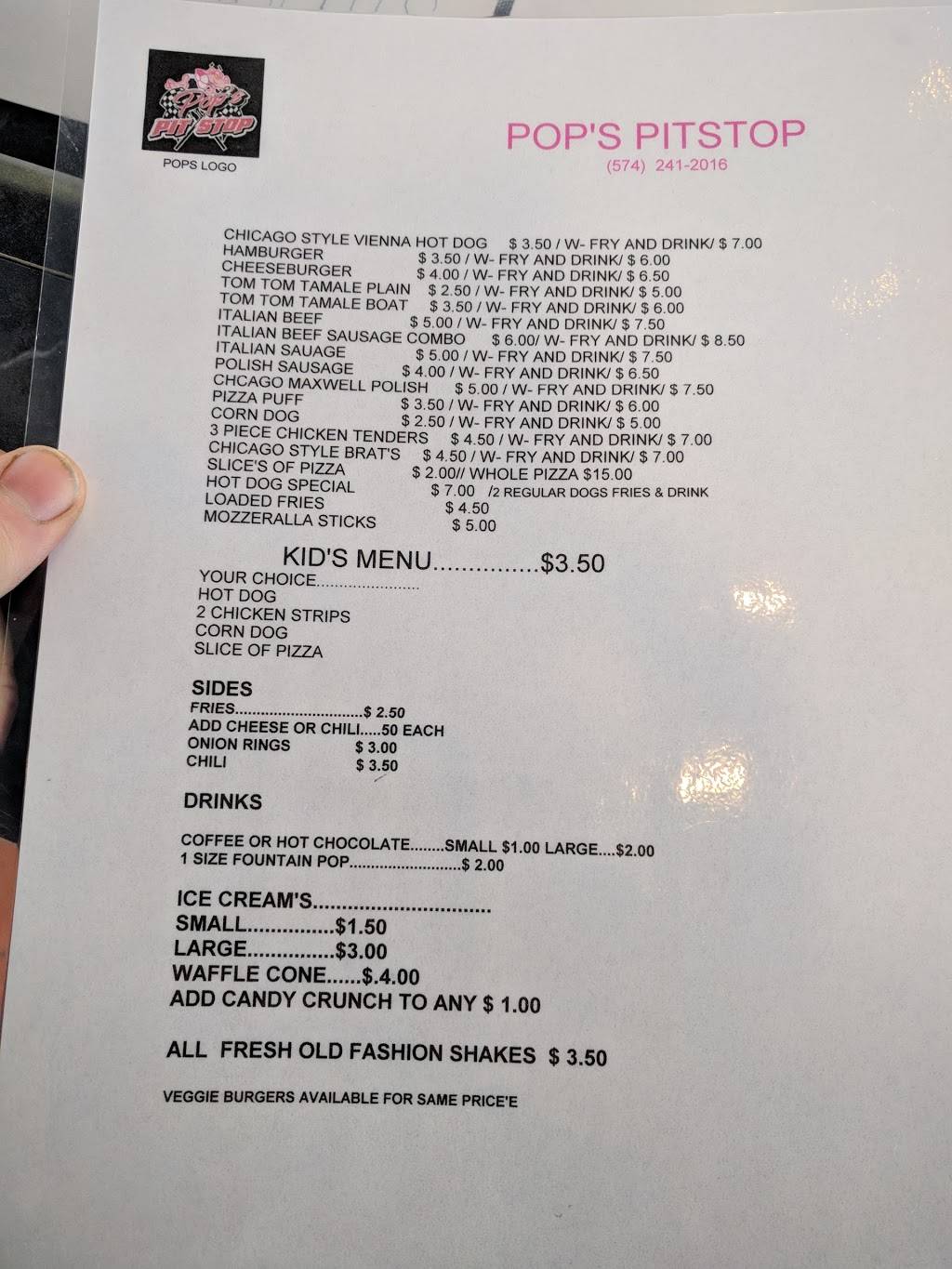 Pops Pitstop | restaurant | North Judson, IN 46366, USA | 5742412016 OR +1 574-241-2016