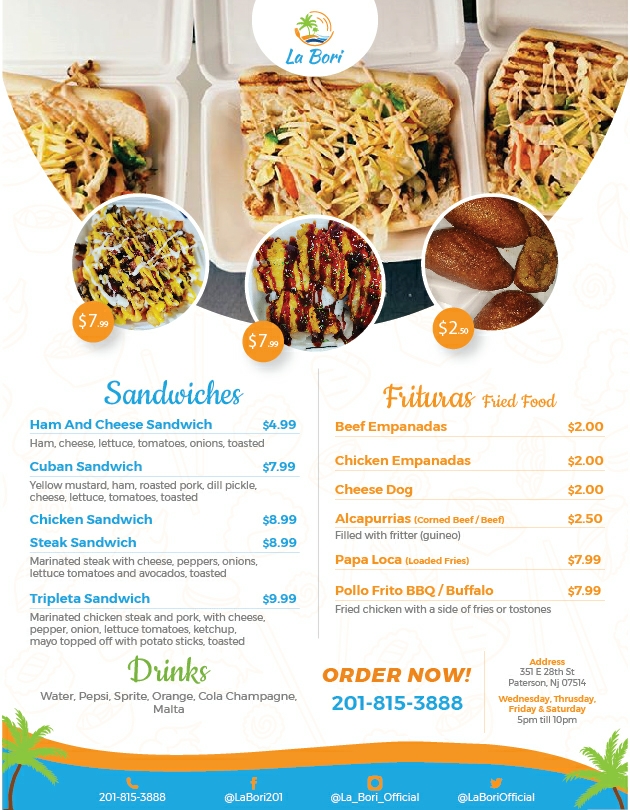 La Bori | restaurant | 351 E 28th St, Paterson, NJ 07514, USA | 2018153888 OR +1 201-815-3888