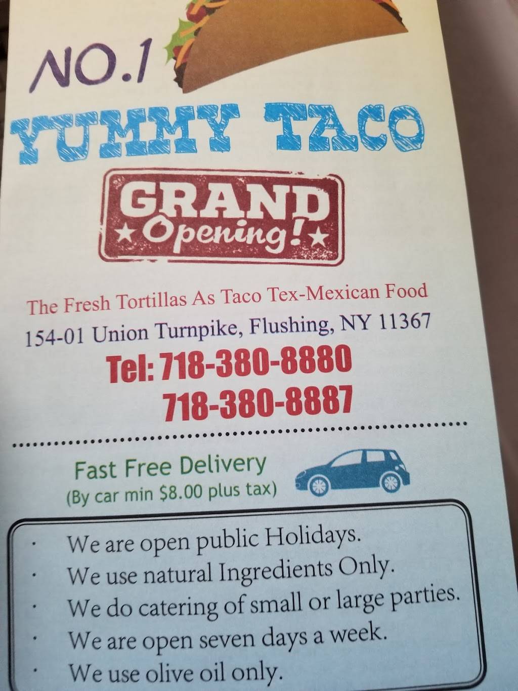 No1 Yummy Taco | restaurant | 154-01 Union Tpke, Flushing, NY 11367, USA | 7183808880 OR +1 718-380-8880