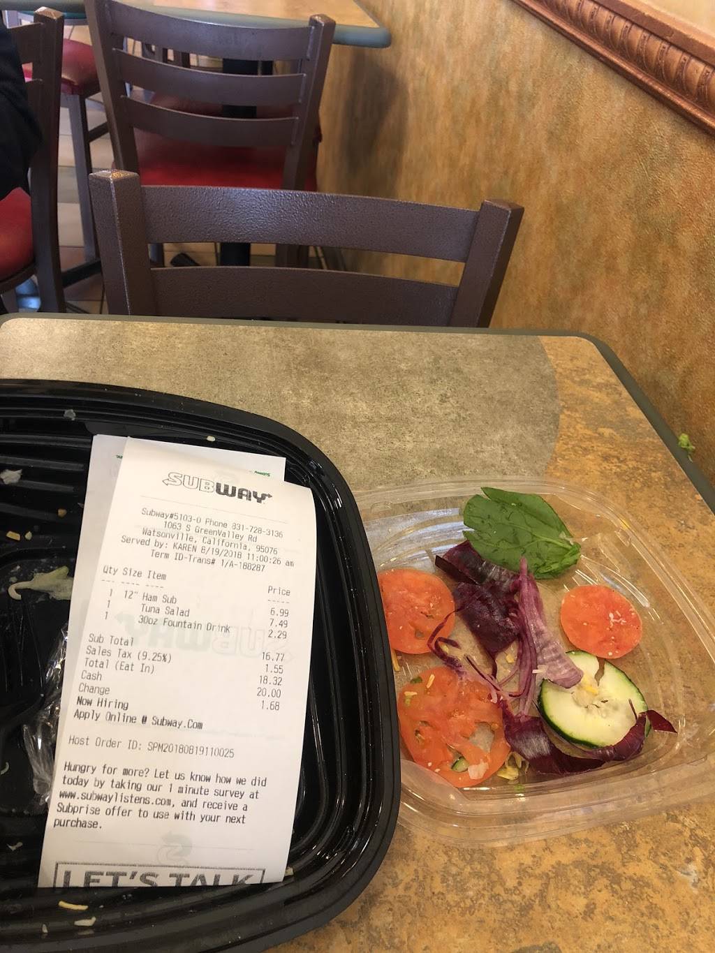 Subway Restaurants | restaurant | 1063 S Green Valley Rd, Watsonville, CA 95076, USA | 8317283136 OR +1 831-728-3136