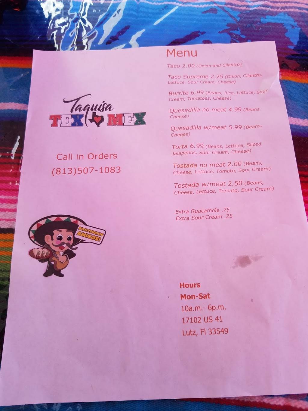 Taquisa Tex-mex | restaurant | Lutz, FL 33548, USA | 8135071083 OR +1 813-507-1083