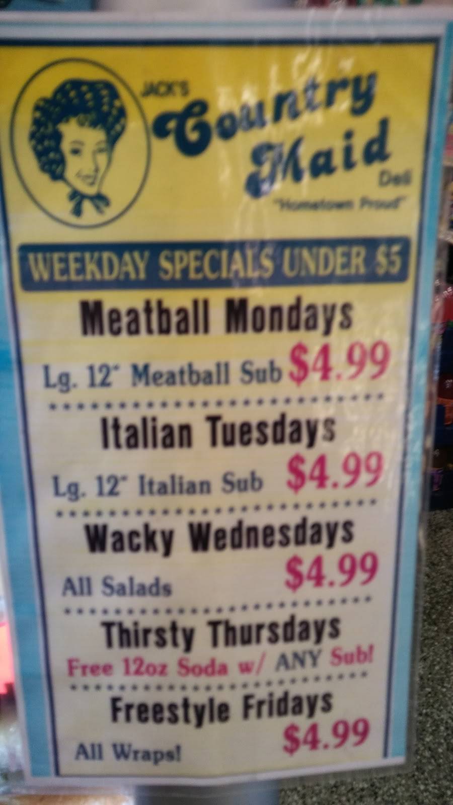 Country Maid Deli-Jacks | restaurant | 5003, 5605 Kirkwood Hwy, Wilmington, DE 19808, USA | 3029982206 OR +1 302-998-2206