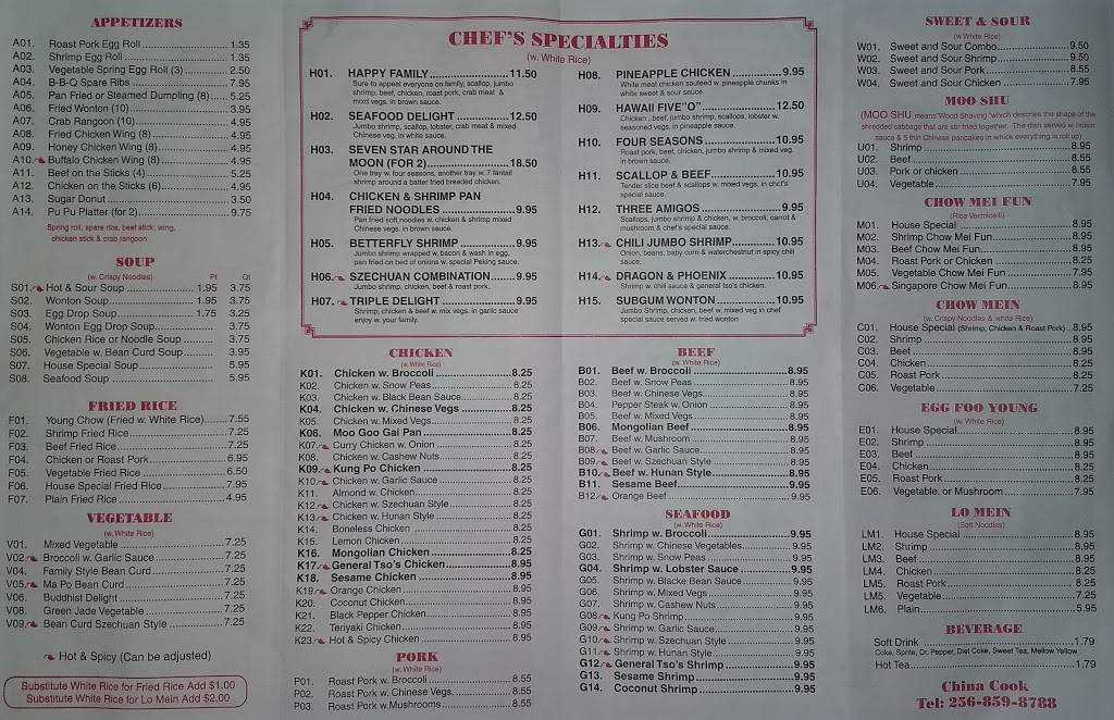 China Cook | restaurant | 304, 6802, 2246 Winchester Rd NE, Huntsville, AL 35811, USA | 2568598788 OR +1 256-859-8788