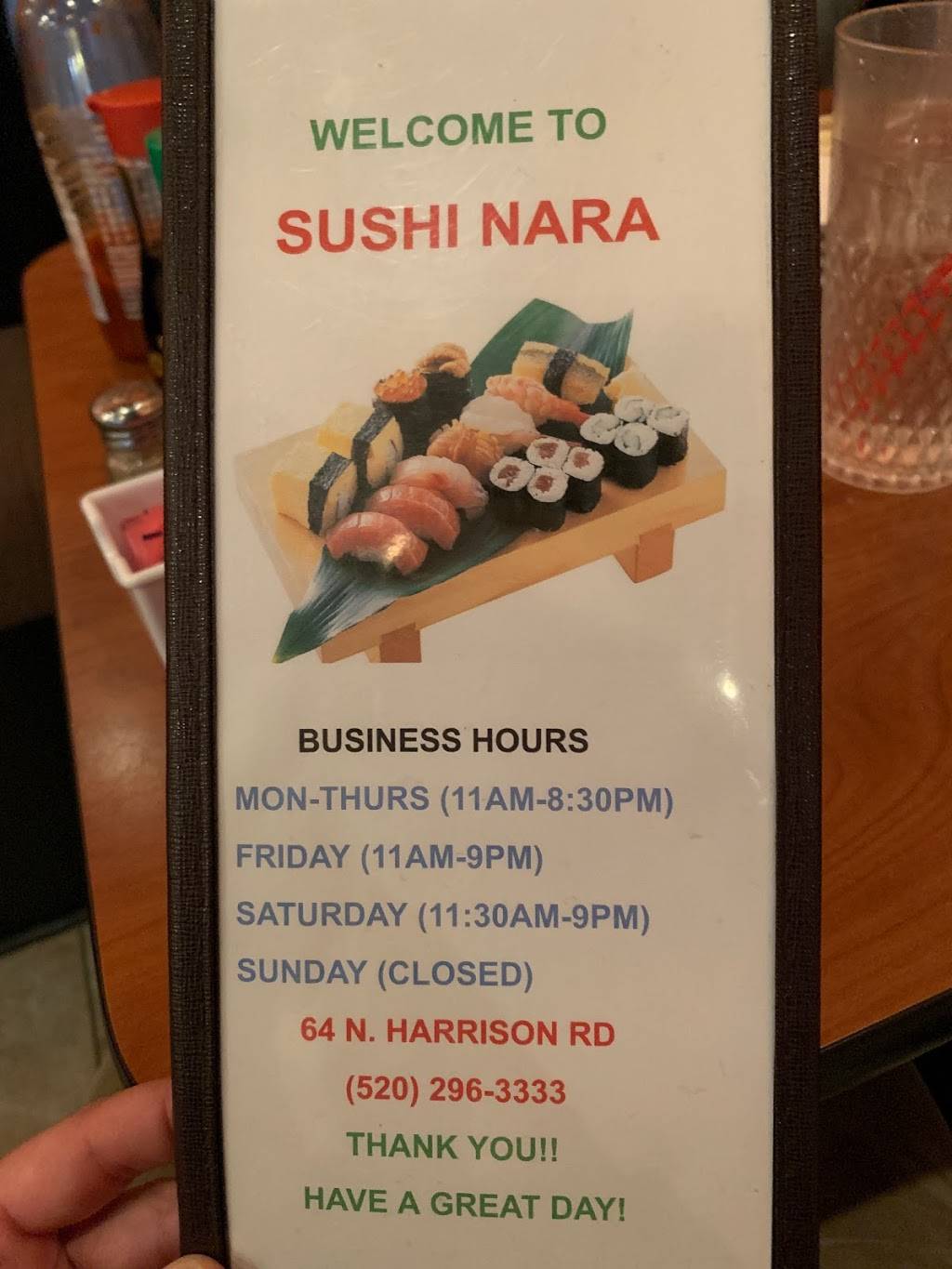Sushi Nara | restaurant | 64 N Harrison Rd, Tucson, AZ 85748, USA | 5202963333 OR +1 520-296-3333