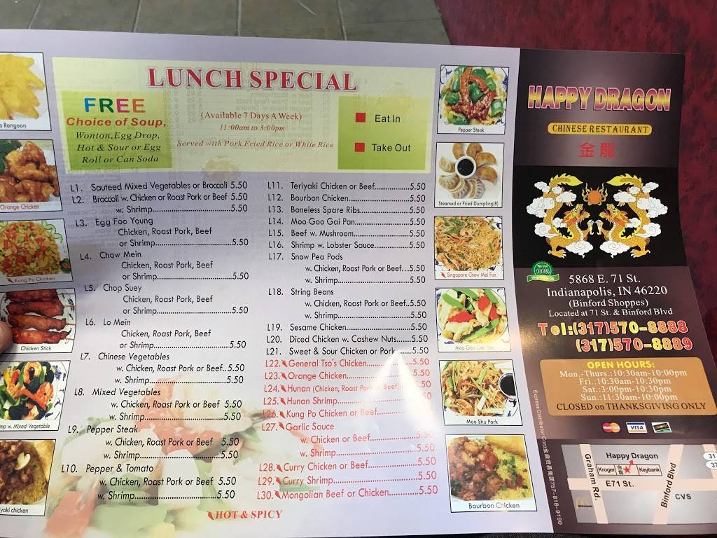 Happy Dragon | restaurant | 5868 E 71st St, Indianapolis, IN 46220, USA | 3175708888 OR +1 317-570-8888