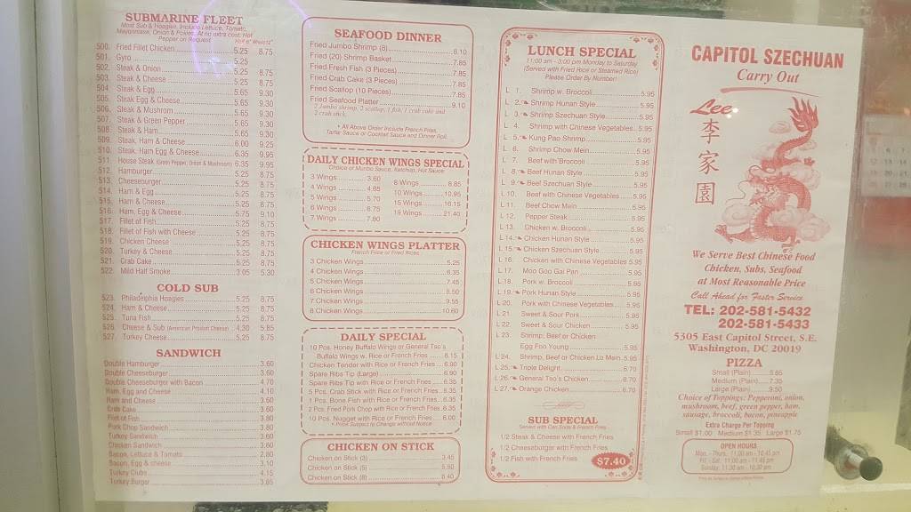 Capital Szechuan | restaurant | 5305 E Capitol St SE, Washington, DC 20019, USA | 2025815432 OR +1 202-581-5432