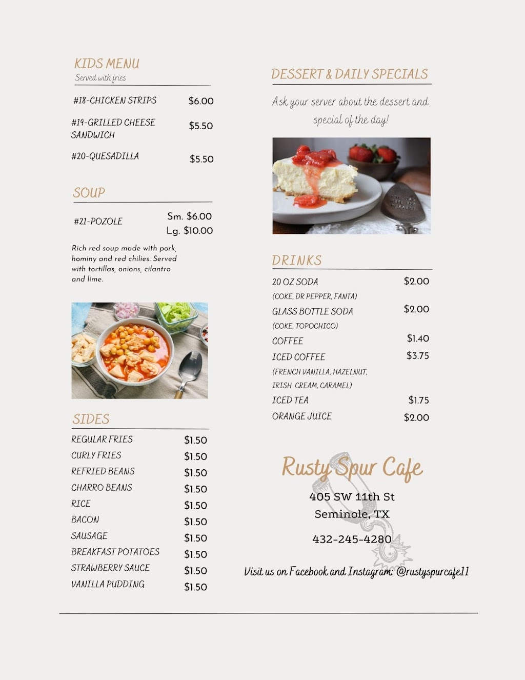 Rusty Spur Cafe | restaurant | 405 SW 11th St, Seminole, TX 79360, USA | 4322454280 OR +1 432-245-4280