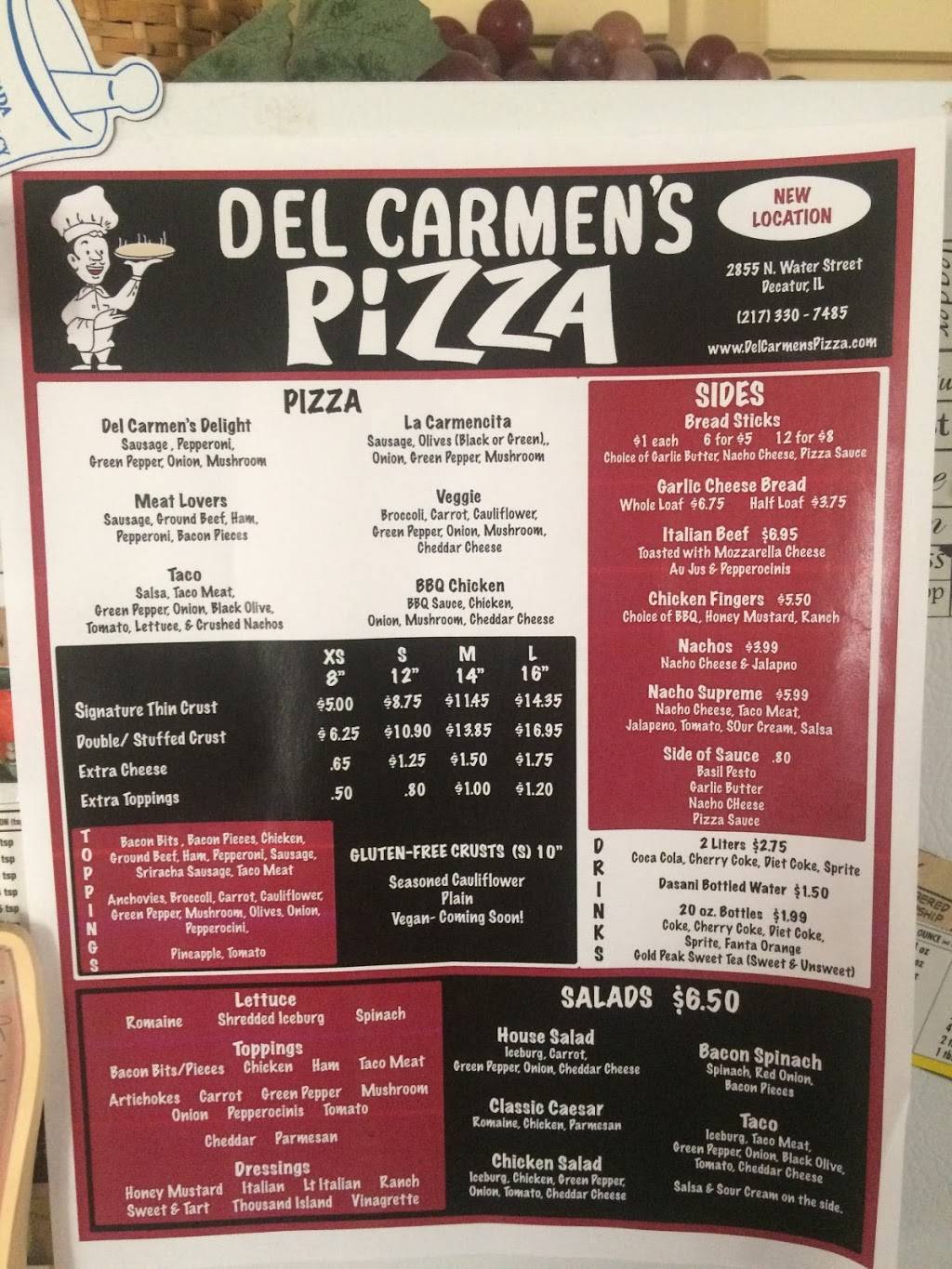 Del Carmens Pizza | restaurant | 2855 N Water St, Decatur, IL 62526, USA | 2173307485 OR +1 217-330-7485