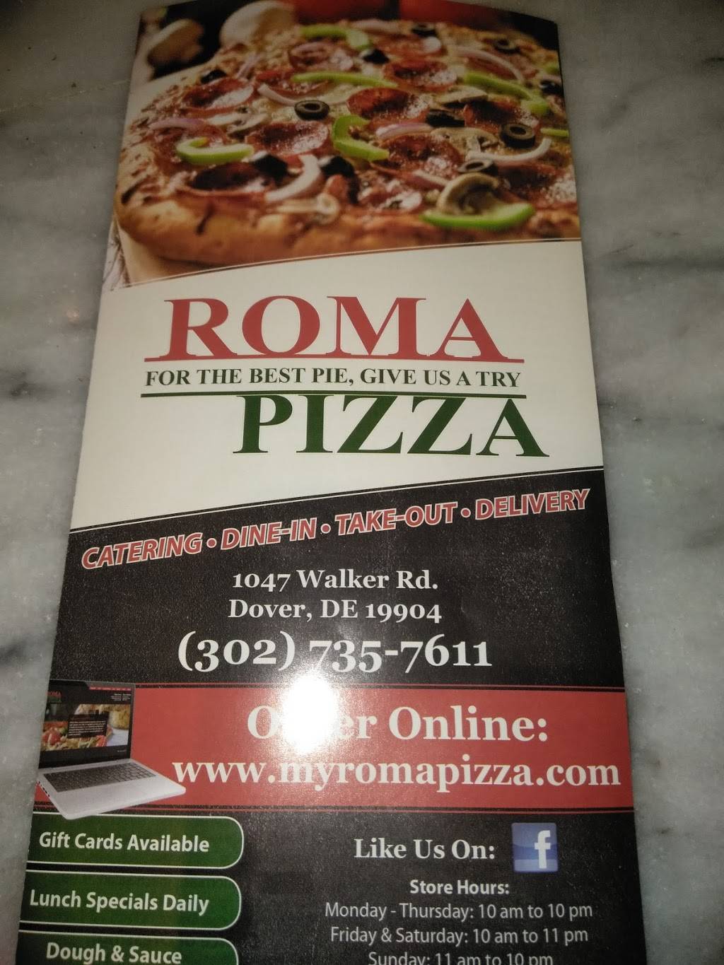 Roma Pizza | restaurant | 1047 Walker Rd, Dover, DE 19904, USA | 3027357611 OR +1 302-735-7611