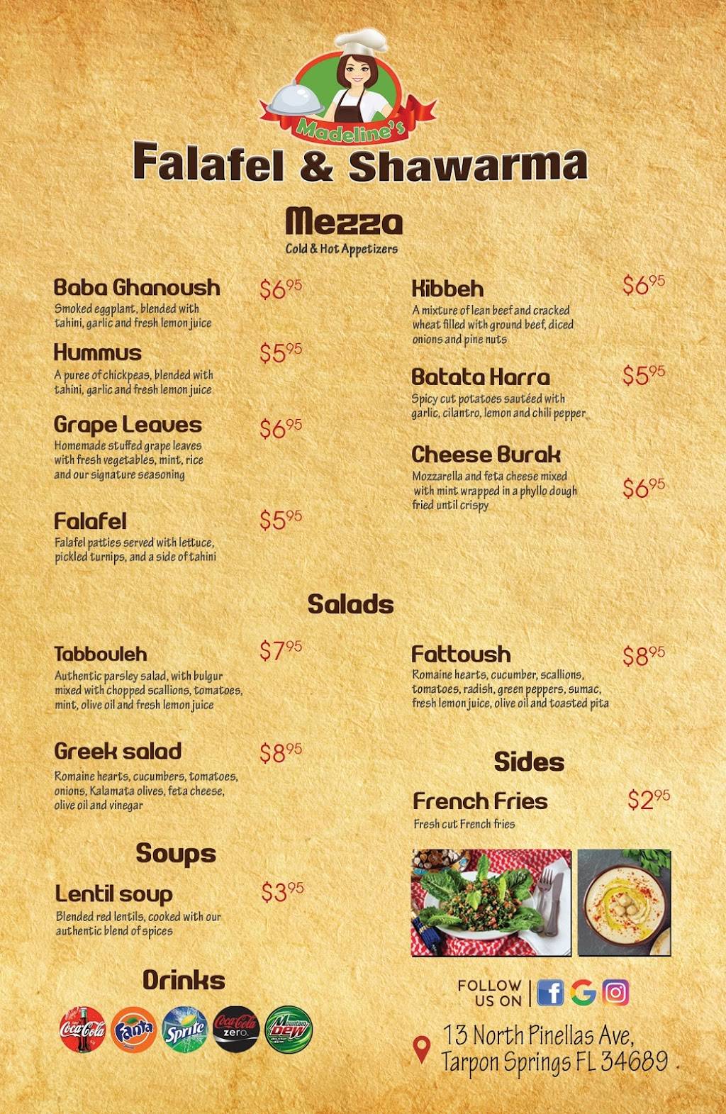 Madelines Falafel & Shawarma | meal takeaway | 13 N Pinellas Ave, Tarpon Springs, FL 34689, USA | 7279403007 OR +1 727-940-3007