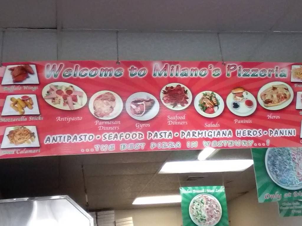 Milanos Pizza | restaurant | 5513, 894 Old Country Rd, Westbury, NY 11590, USA | 5163384966 OR +1 516-338-4966