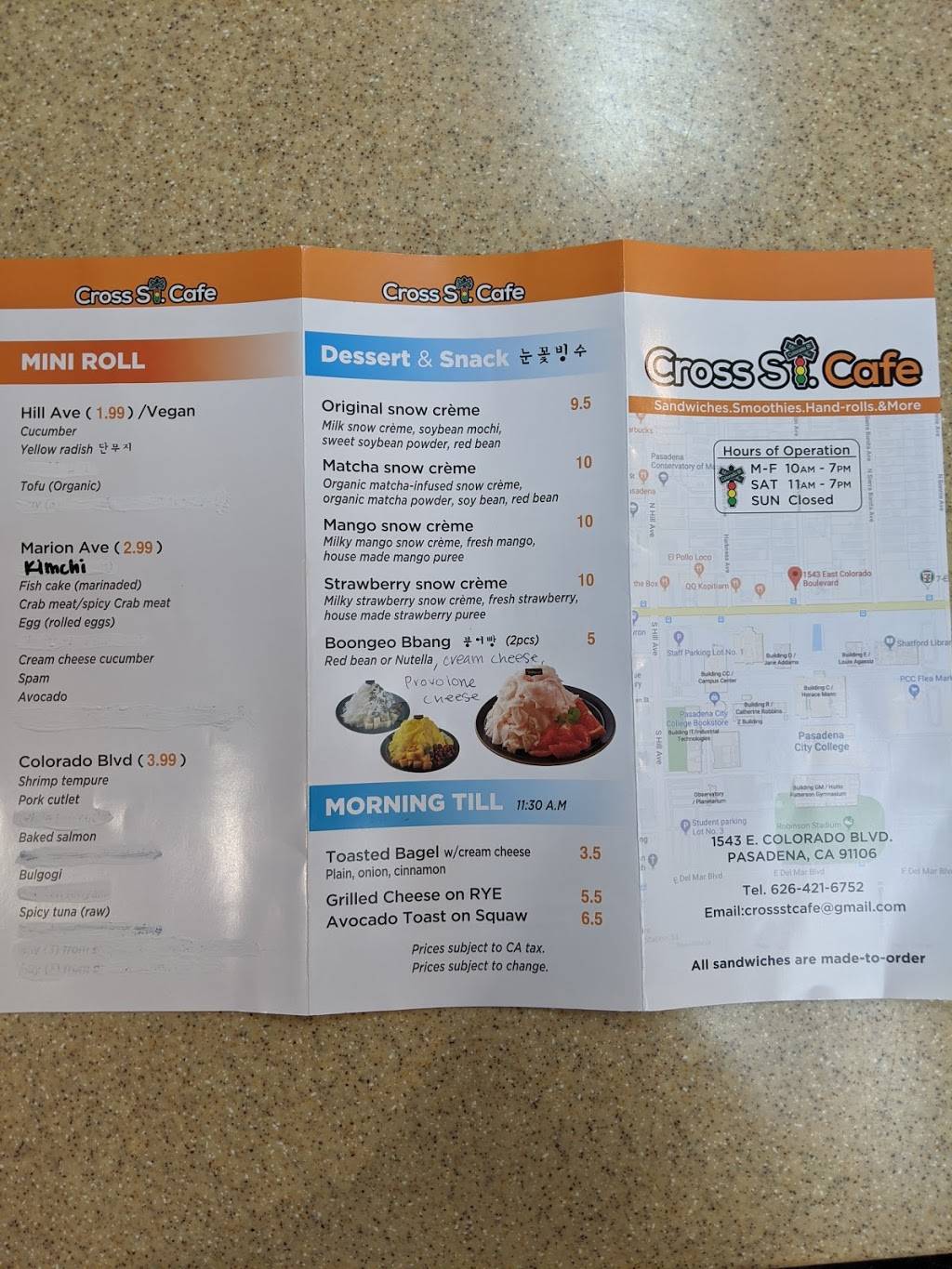 Cross St. CAFE | restaurant | 1543 E Colorado Blvd, Pasadena, CA 91106, USA | 6264216752 OR +1 626-421-6752