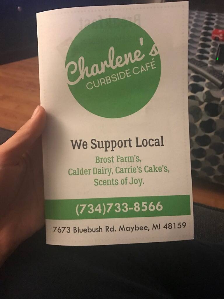 Charlenes Curbside Cafe | restaurant | 7673 Bluebush Rd, Maybee, MI 48159, USA | 7347338566 OR +1 734-733-8566