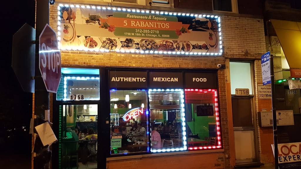 5 Rabanitos Restaurante & Taqueria | restaurant | 1758 W 18th St, Chicago, IL 60608, USA | 3122852710 OR +1 312-285-2710