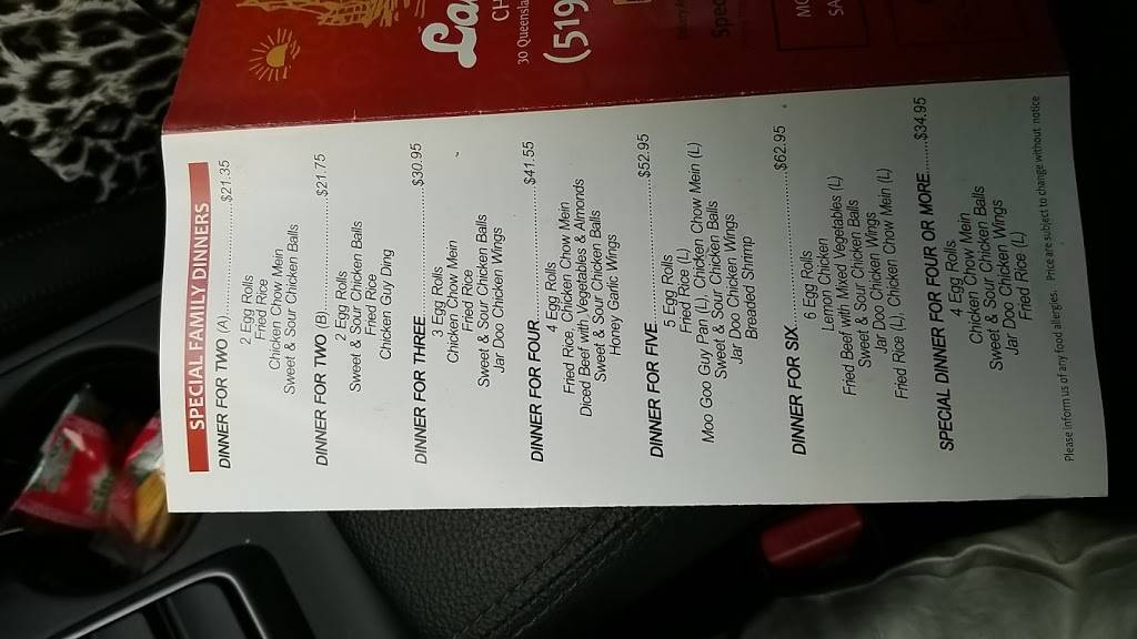 Laiking Chinese Food | restaurant | 30 Queensland Rd, Stratford, ON N4Z 1H4, Canada | 5192752800 OR +1 519-275-2800