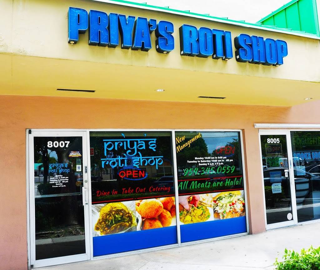 Priyas Roti Shop | restaurant | 8007 W Sample Rd, Coral Springs, FL 33065, USA | 9543450559 OR +1 954-345-0559