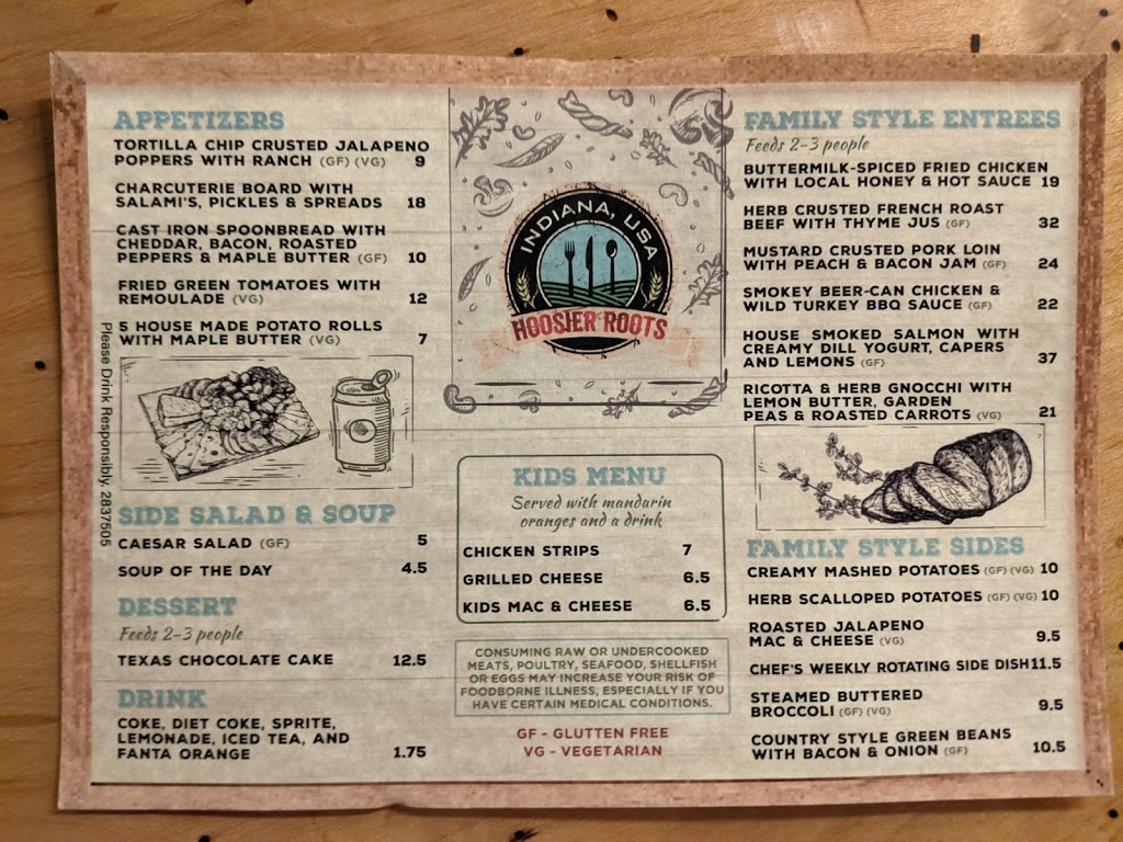 Hoosier Roots | restaurant | 26 E Main St, Pittsboro, IN 46167, USA | 3177305434 OR +1 317-730-5434