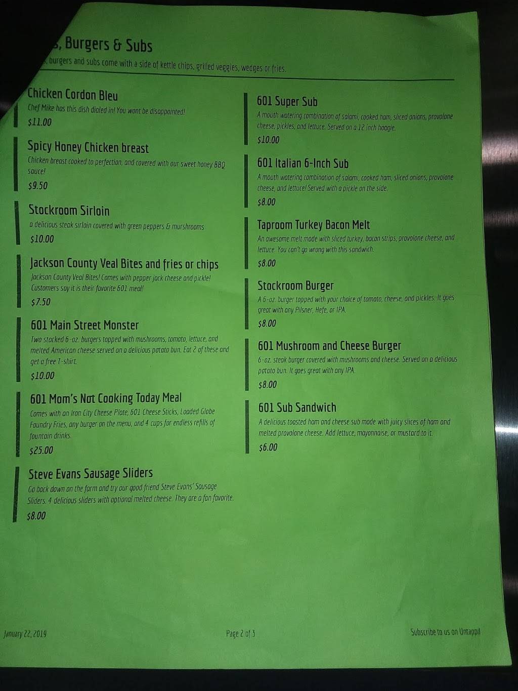 stockroom 601 | restaurant | 601 East Main St, Jackson, OH 45640, USA | 7402861990 OR +1 740-286-1990