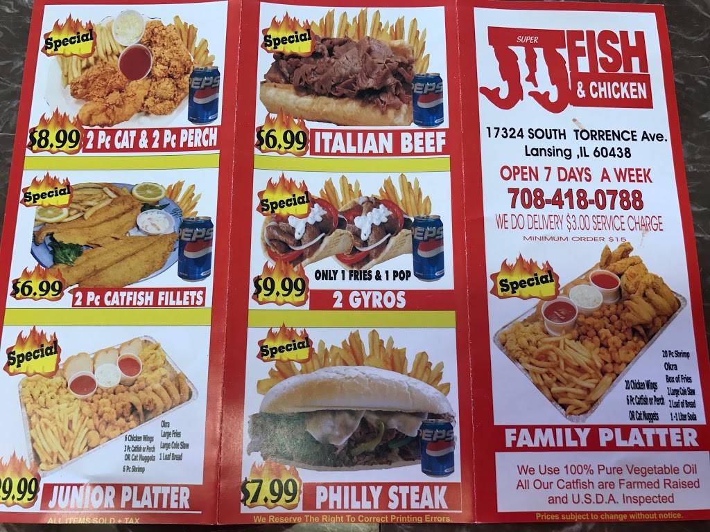 SuperJ J Fish & Chicken | restaurant | 17324 Torrence Ave, Lansing, IL 60438, USA | 7084180788 OR +1 708-418-0788