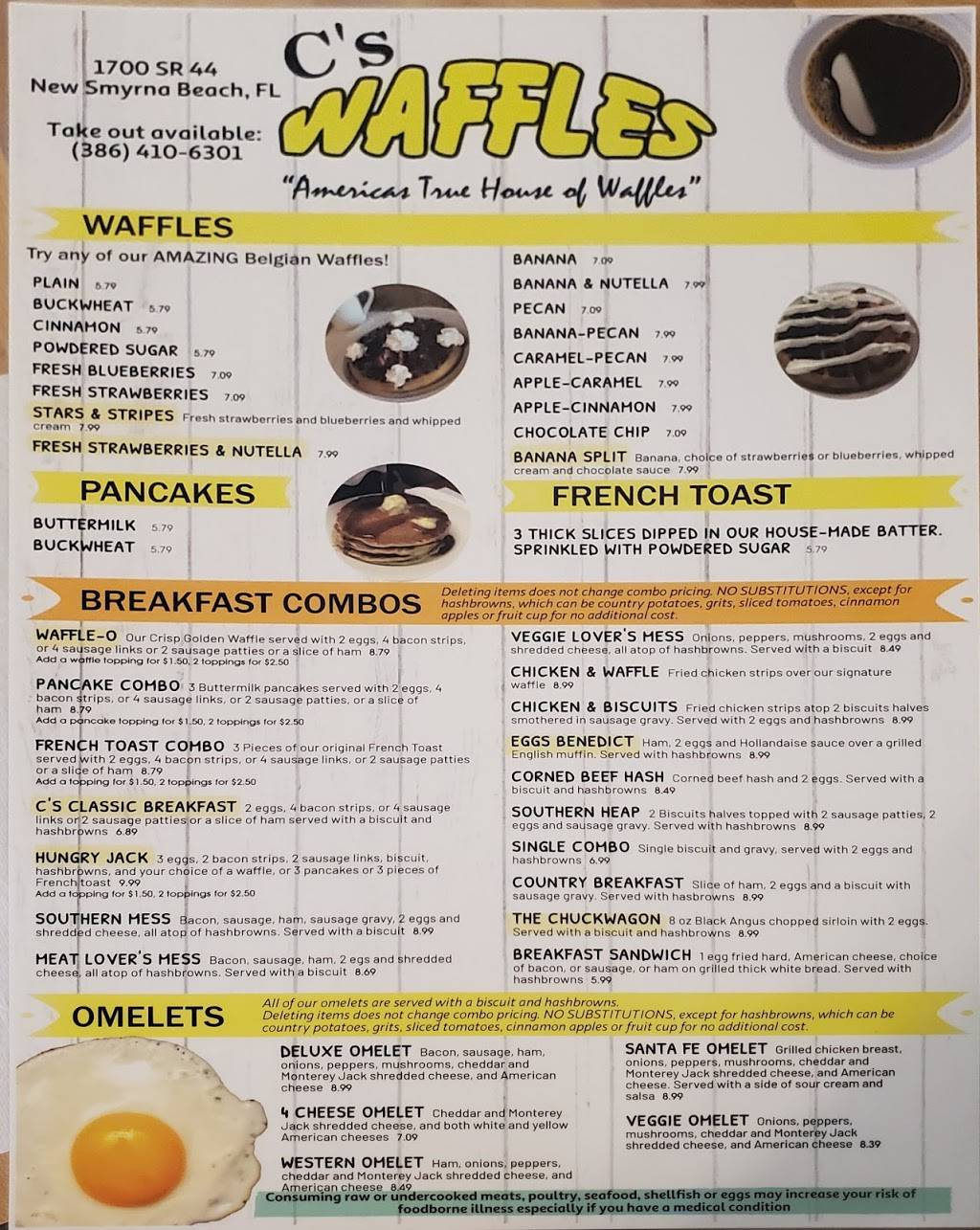 Cs Waffles Ormond | restaurant | 488 S Yonge St, Ormond Beach, FL 32174, USA | 3864927100 OR +1 386-492-7100