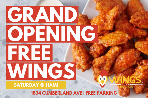 Wings Over Knoxville | restaurant | 1834 Cumberland Ave, Knoxville, TN 37916, USA | 8655008996 OR +1 865-500-8996