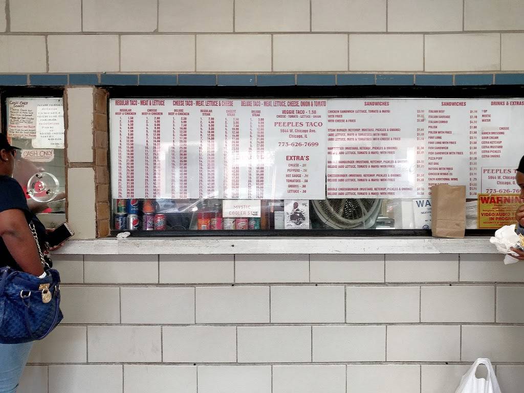 Peeples Taco Place | restaurant | 5944 W Chicago Ave, Chicago, IL 60651, USA | 7736267699 OR +1 773-626-7699