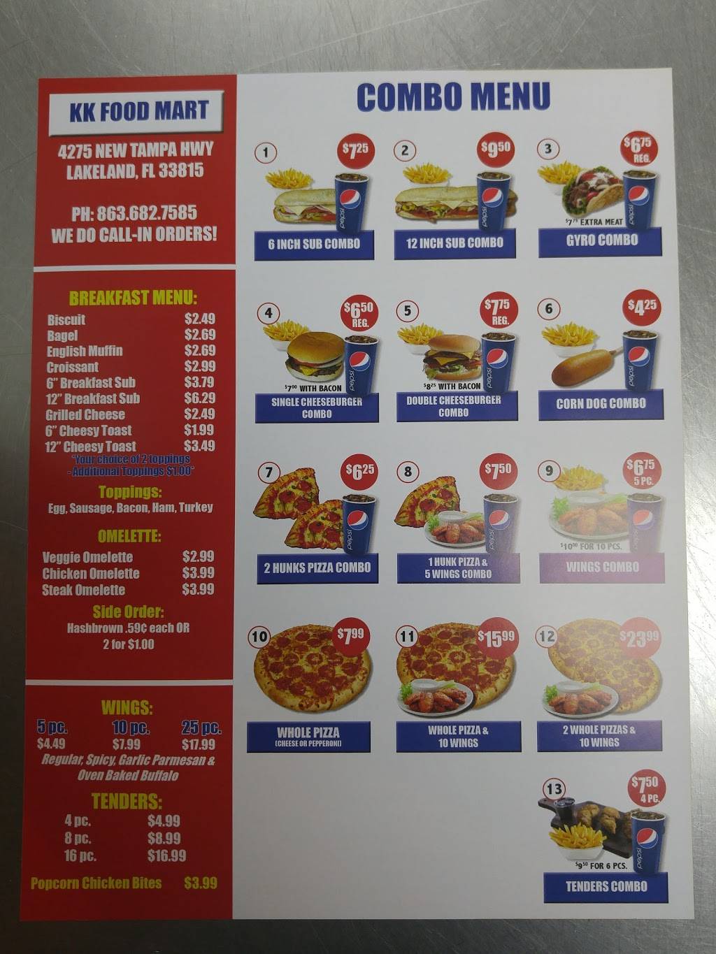 K K Food Mart | restaurant | 4275 New Tampa Hwy, Lakeland, FL 33815, USA | 8636827585 OR +1 863-682-7585