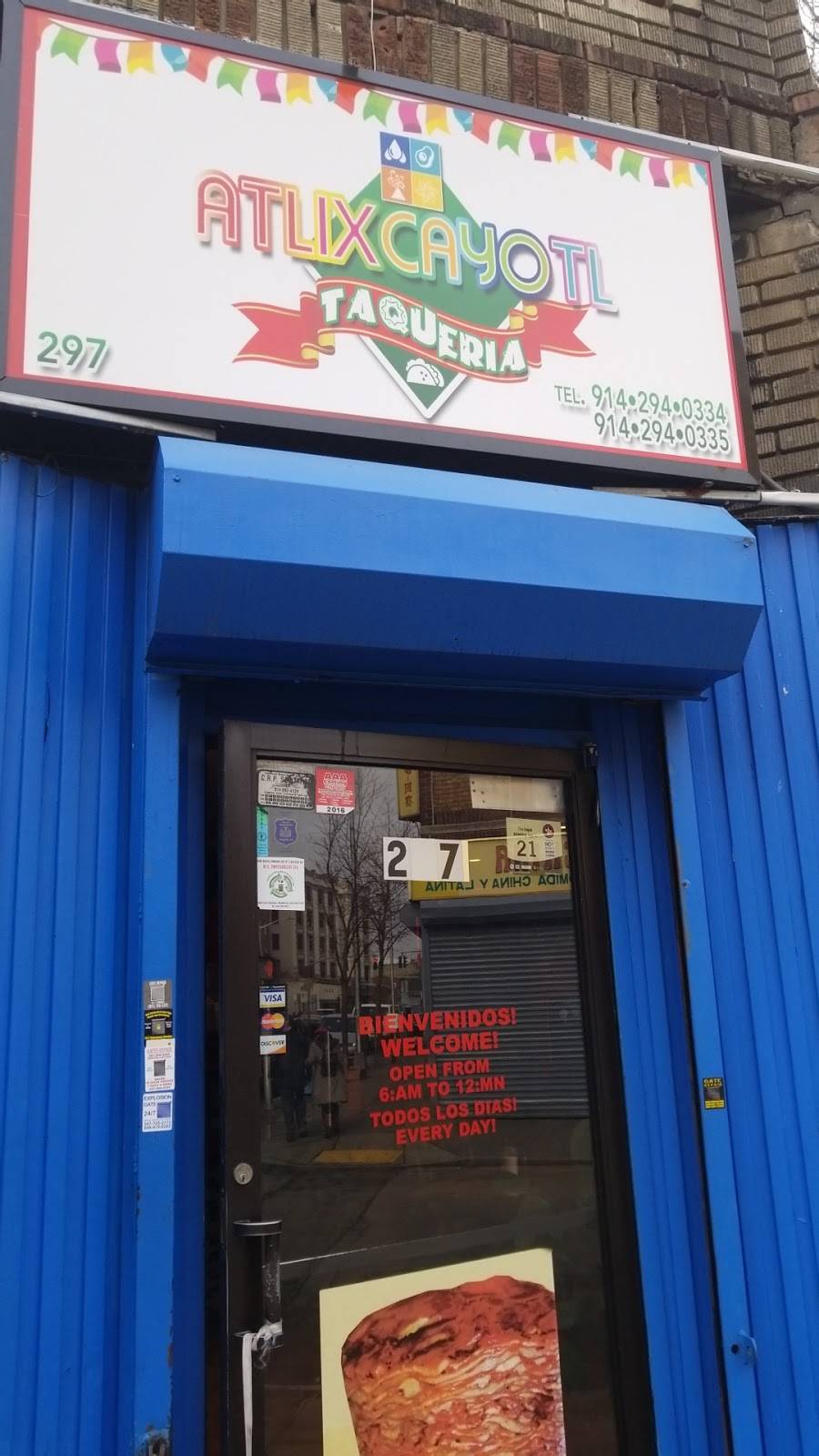 Atlixcayotl Taqueria | restaurant | 297 S Broadway, Yonkers, NY 10705, USA | 9142940334 OR +1 914-294-0334