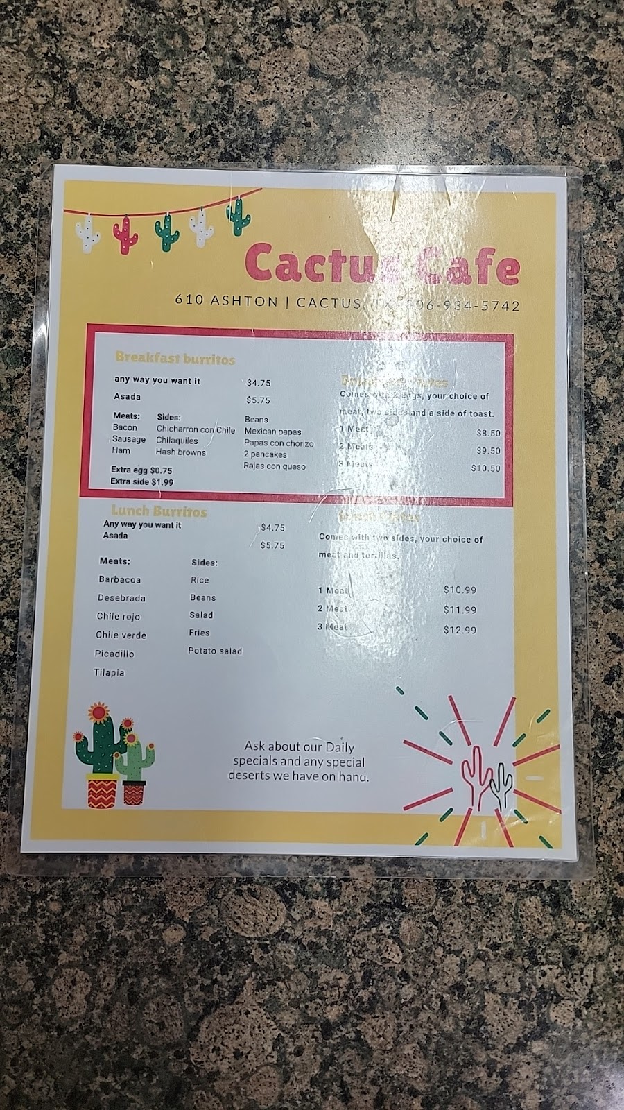 Cactus Cafe | restaurant | 610 Ashton Ave, Cactus, TX 79013, USA | 8069345742 OR +1 806-934-5742