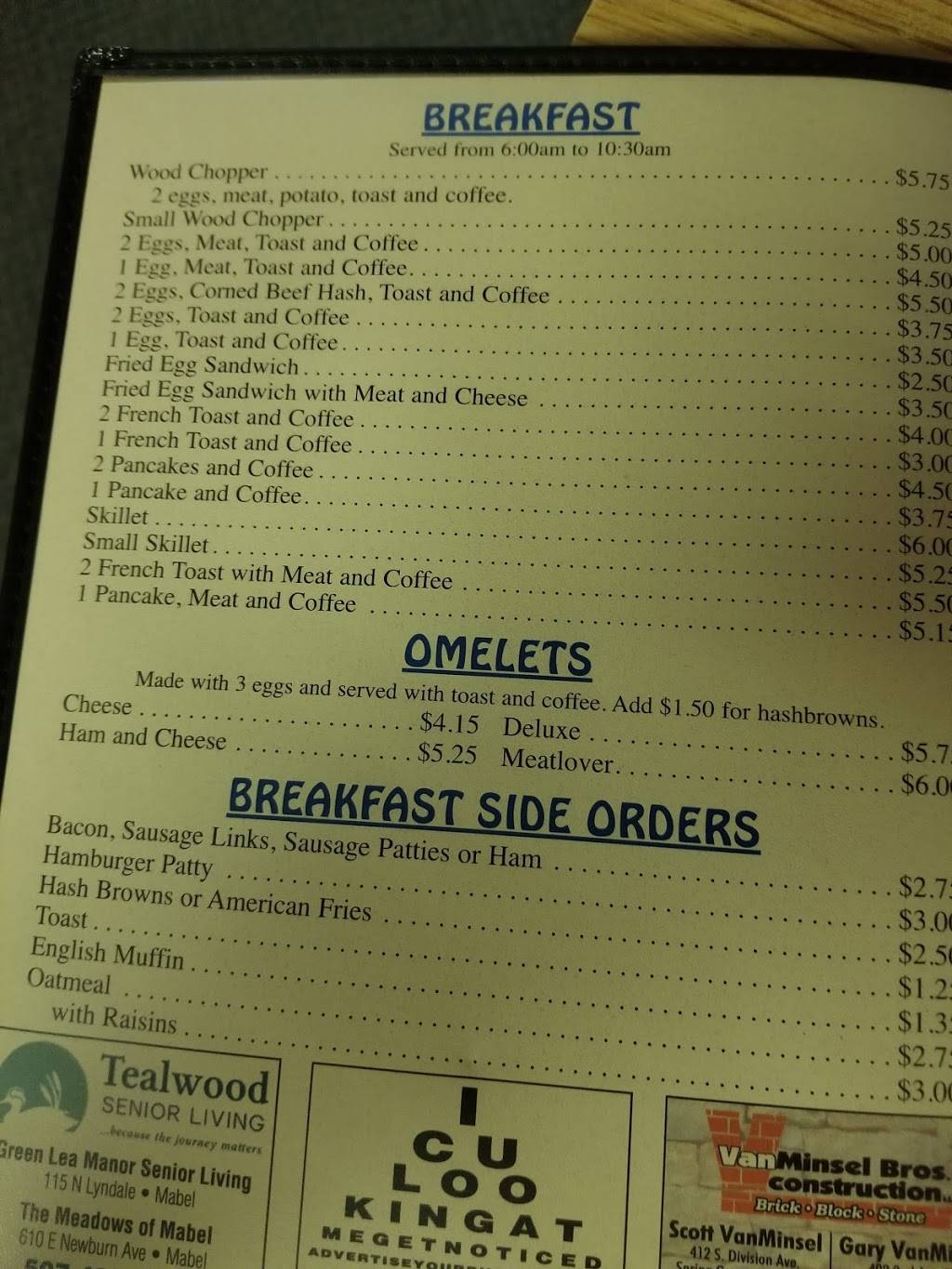 B B Gs | restaurant | 101 S Main St, Mabel, MN 55954, USA | 5074935800 OR +1 507-493-5800