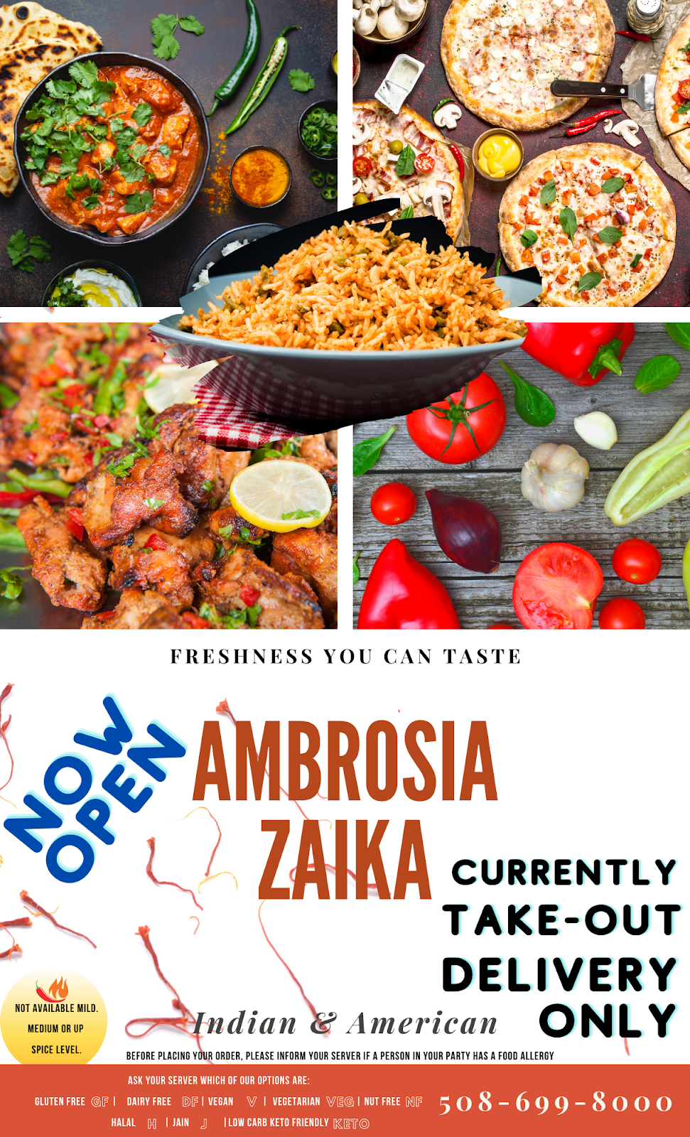 Ambrosia Zaika | restaurant | 116 Elm St, North Attleborough, MA 02760, USA | 5086998000 OR +1 508-699-8000