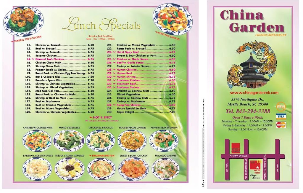 China Garden Restaurant | restaurant | 3570 Northgate Dr, Myrtle Beach, SC 29588, USA | 8432943388 OR +1 843-294-3388