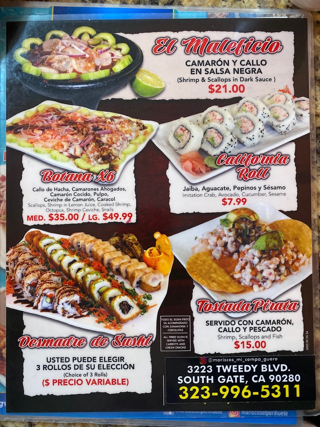 Mariscos Mi Compa Guero | restaurant | 3223 Tweedy Blvd, South Gate, CA 90280, USA | 3239965311 OR +1 323-996-5311