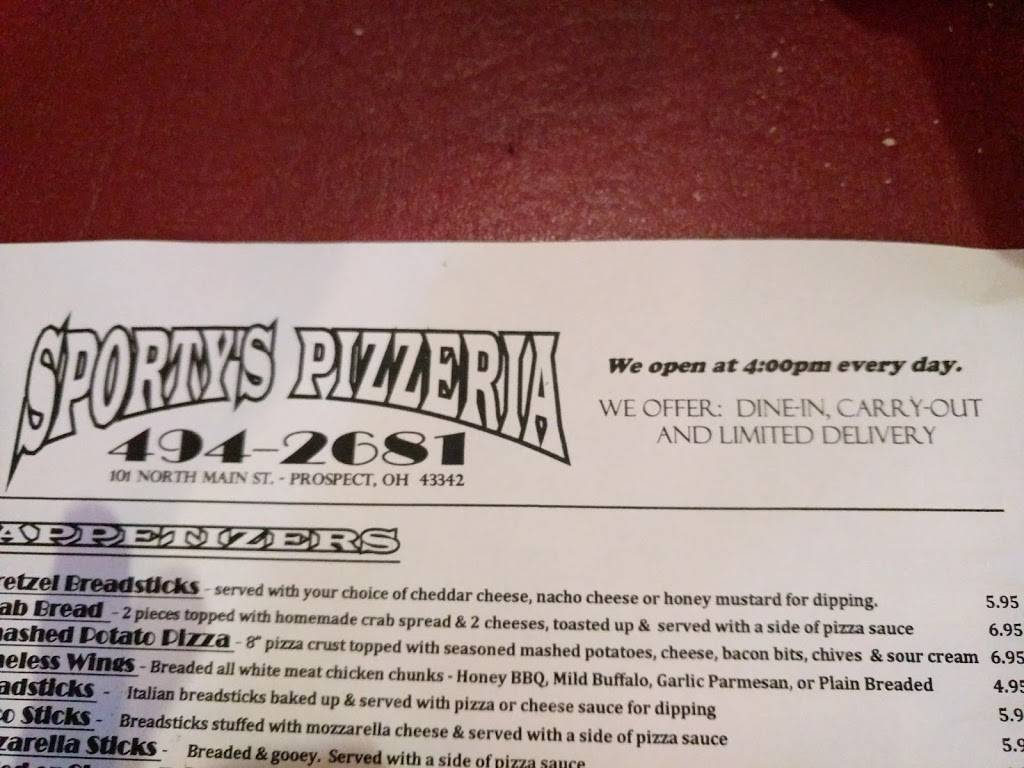 Sportys | restaurant | 101 N Main St, Prospect, OH 43342, USA | 7404942681 OR +1 740-494-2681