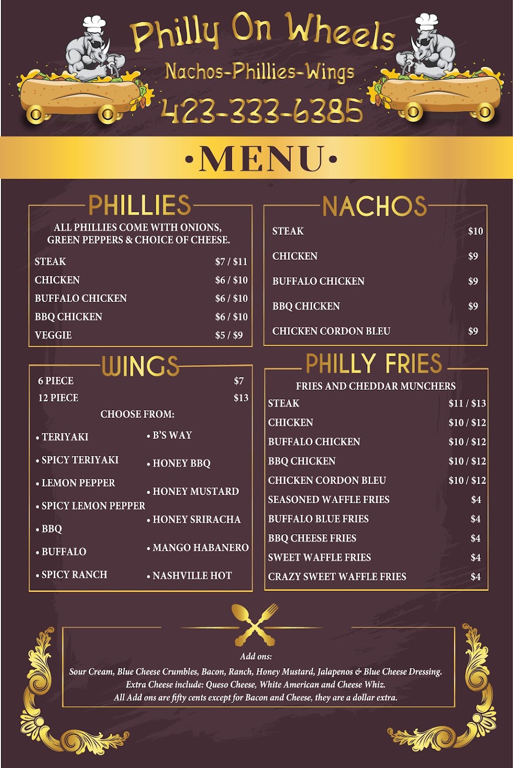 Philly On Wheels | restaurant | 219 Co Rd 733, Calhoun, TN 37309, USA | 4233336385 OR +1 423-333-6385