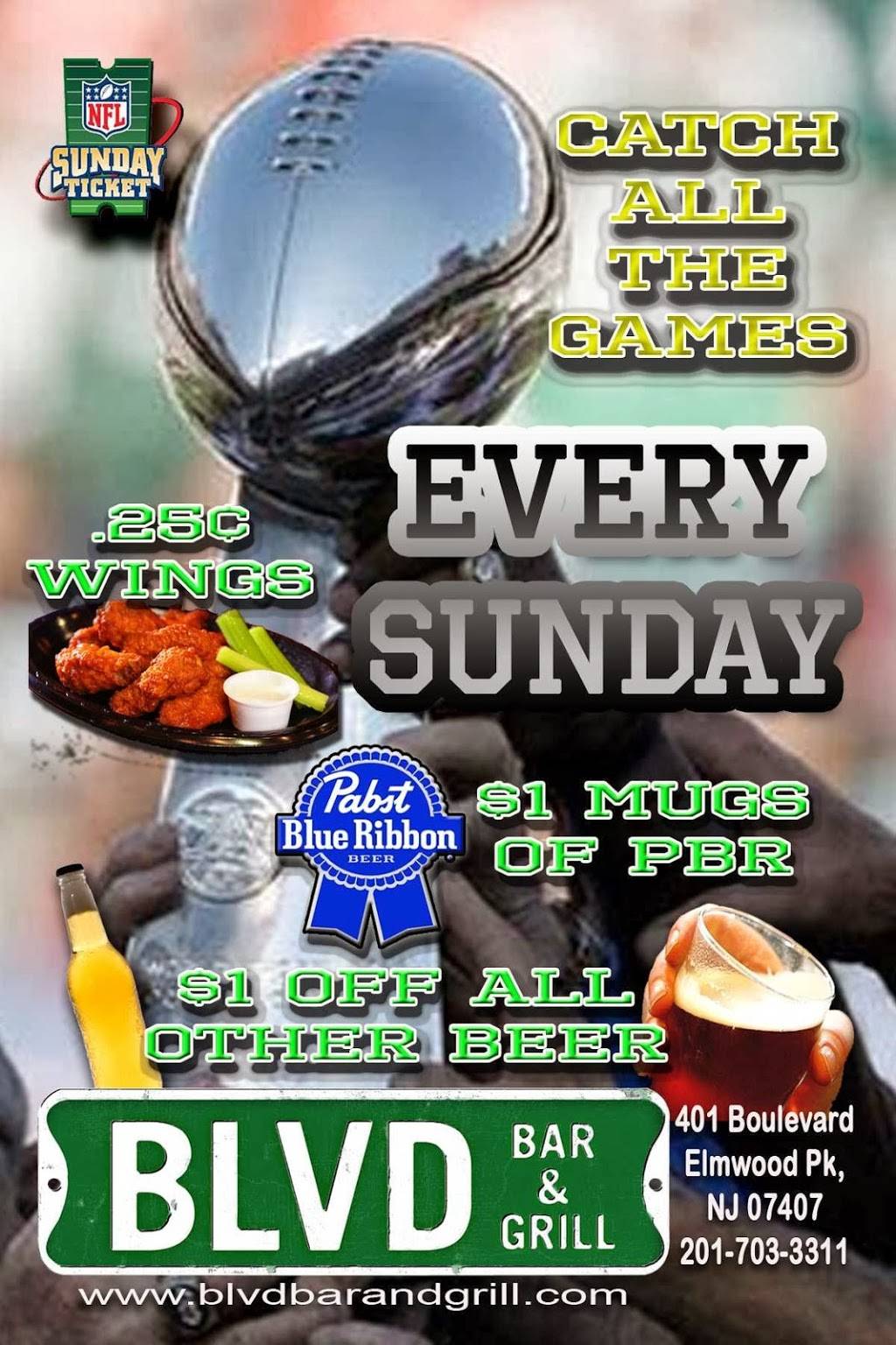 BLVD Bar and Grill | restaurant | 401 Boulevard, Elmwood Park, NJ 07407, USA | 2017033311 OR +1 201-703-3311