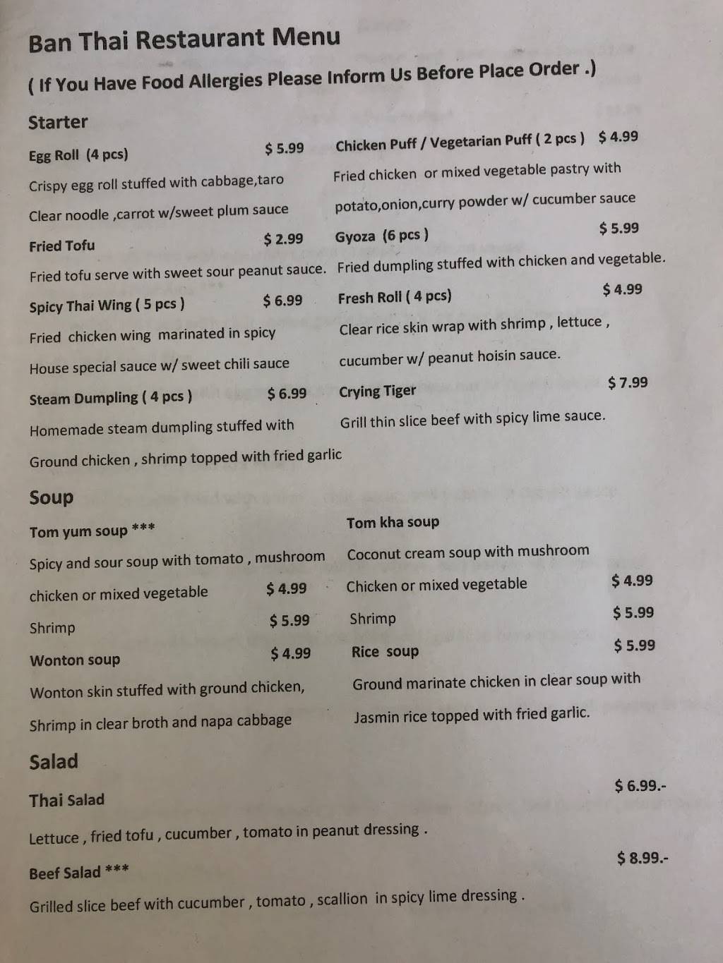 Ban Thai Restaurant | restaurant | 124 Thompson St, Ashland, VA 23005, USA | 8042993644 OR +1 804-299-3644