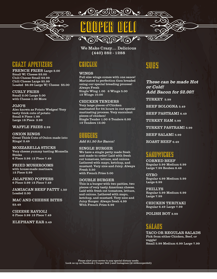 Cooper Deli | restaurant | 1408 Cooper Foster Park Rd, Lorain, OH 44053, USA | 4402821288 OR +1 440-282-1288
