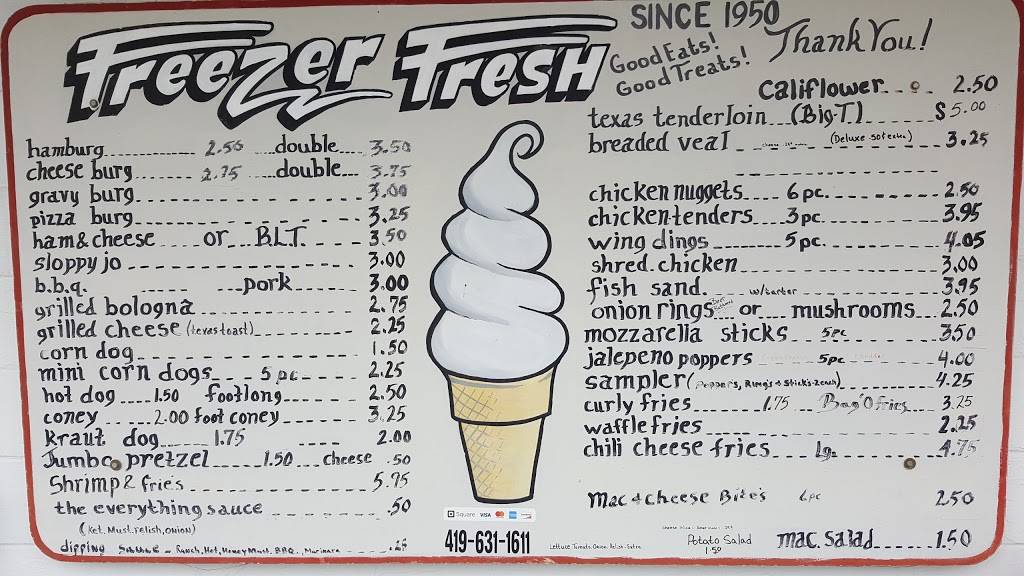 Freezer Fresh Drive In | restaurant | 1374, 820 W Main St, Crestline, OH 44827, USA | 4195129284 OR +1 419-512-9284